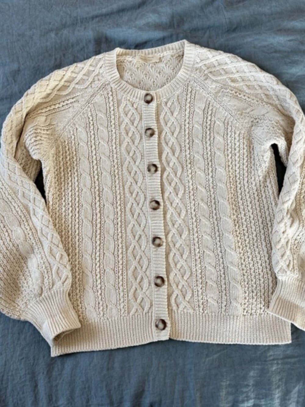 Sezane cable knit white Andie cardigan